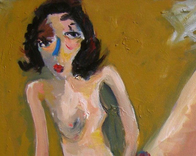 Model With Red Scarf detail