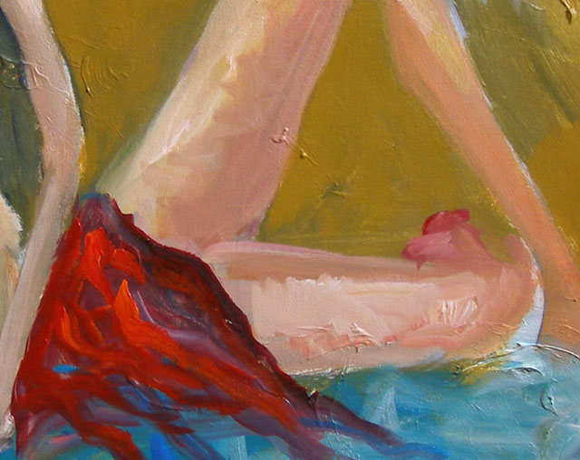 Model With Red Scarf detail