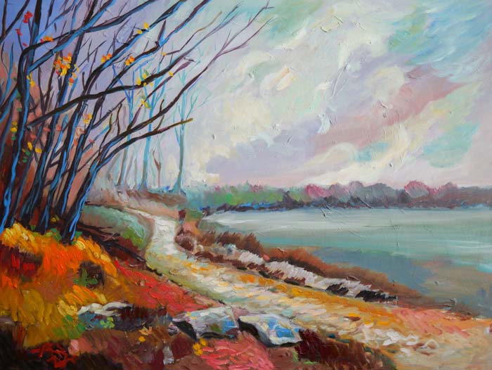 BURKE LAKE – landscape painting by Asali Studio