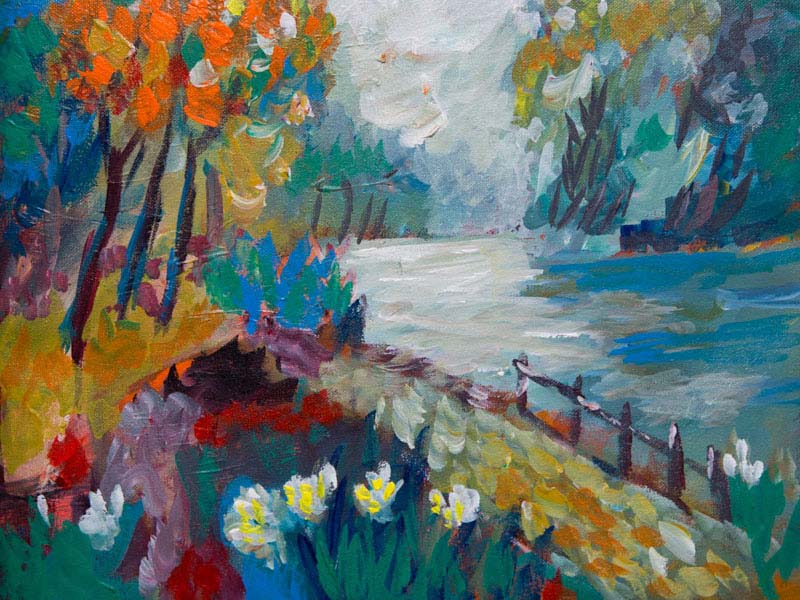 LAKE ACCOTINCK FAIRFAX – landscape painting by Asali Studio