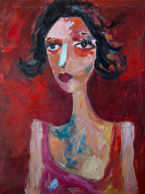 PORTRAIT ON RED – portrait painting by Asali Studio