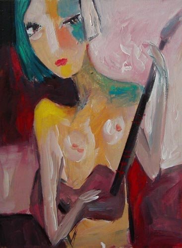Woman with Red Guitar